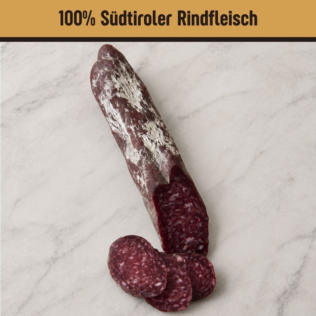 Genussbox – Speck, Ethical Kaminwurzen, Ethical Rindersalami & Meraner Schüttelbrot